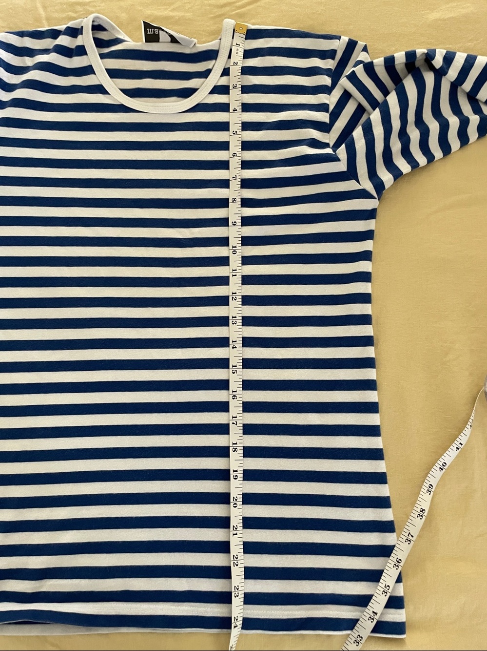 Marimekko Mari Top S white/blue preppy nautical cotton breton slim fit - Picture 10 of 10